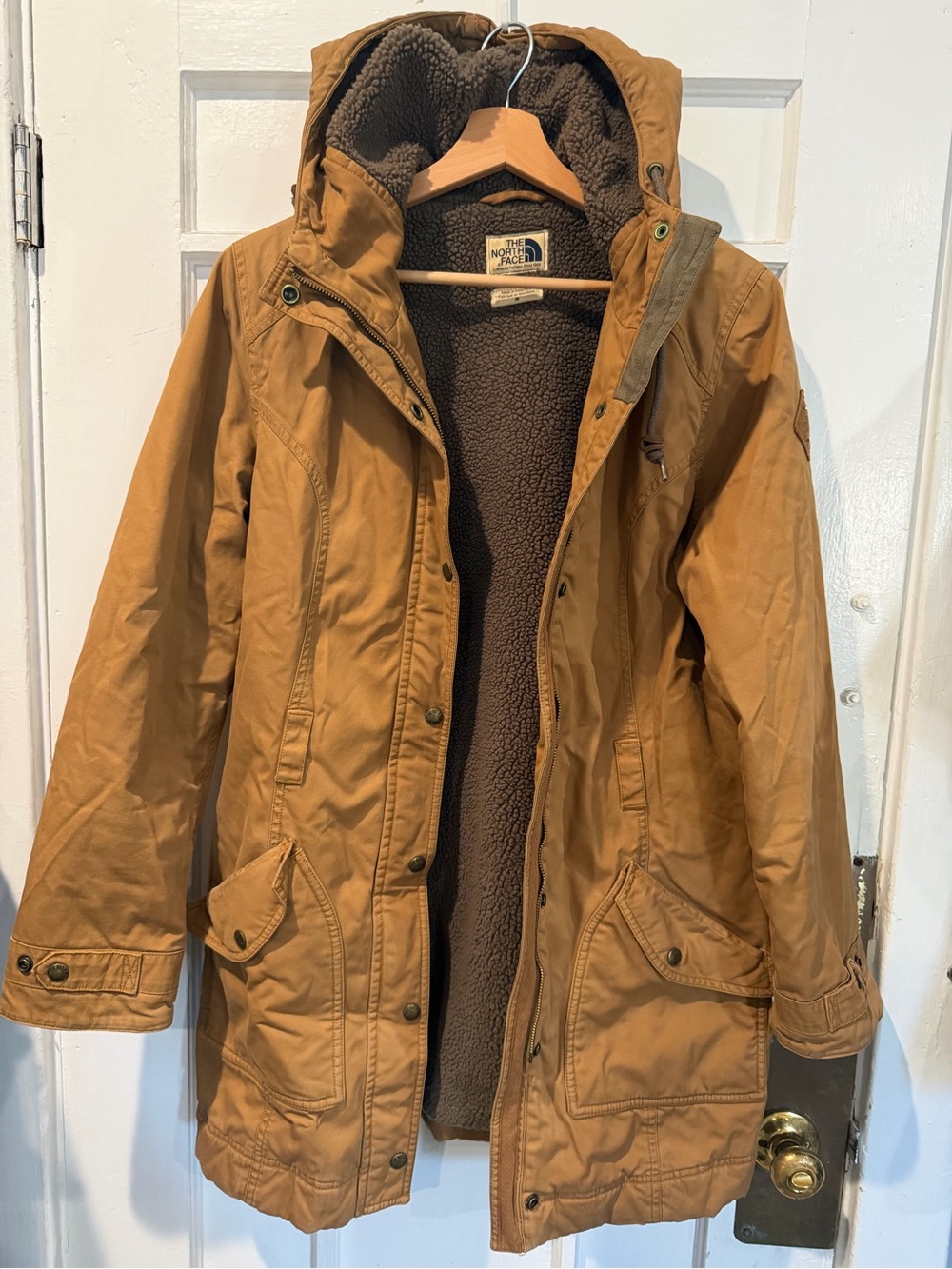 The North Face Sherpa Fleece Jacket - Taupe with Navy Logo - Picture 1 of 3